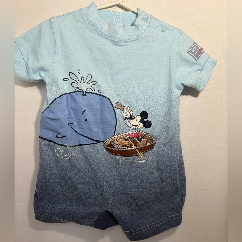 Vintage Disney Mickey Mouse “Seaside Adventure” Romper – 12 Months